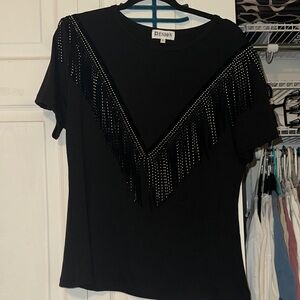 Black Fringe Women's Top